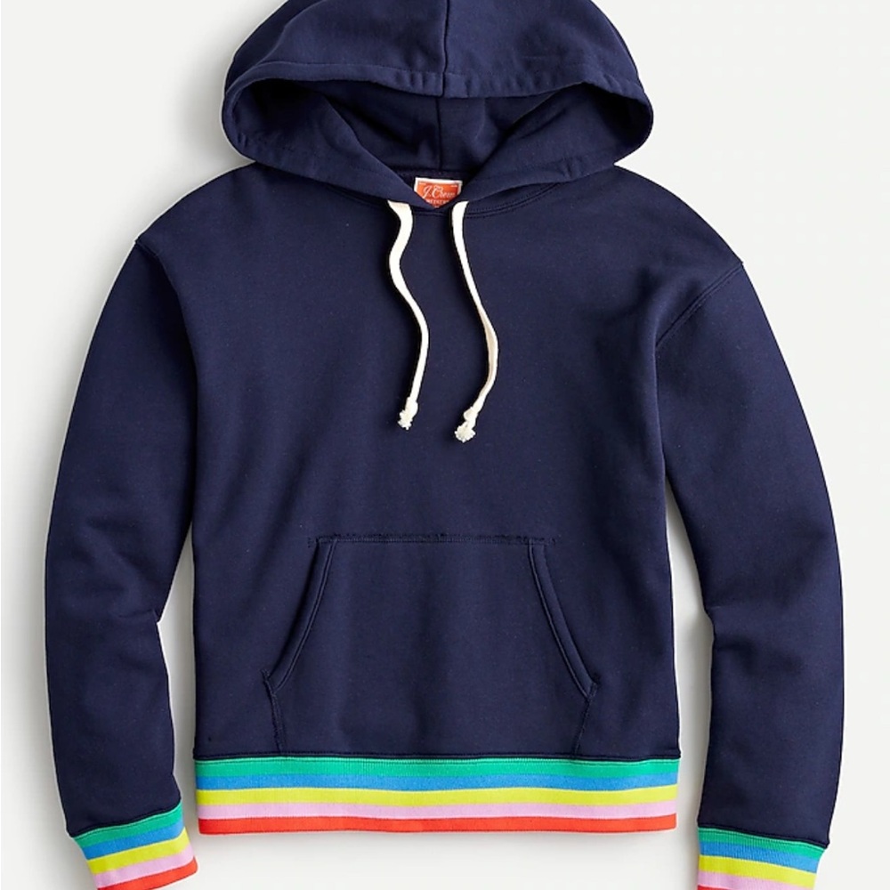 Striped rib hoodie in original cotton terry
